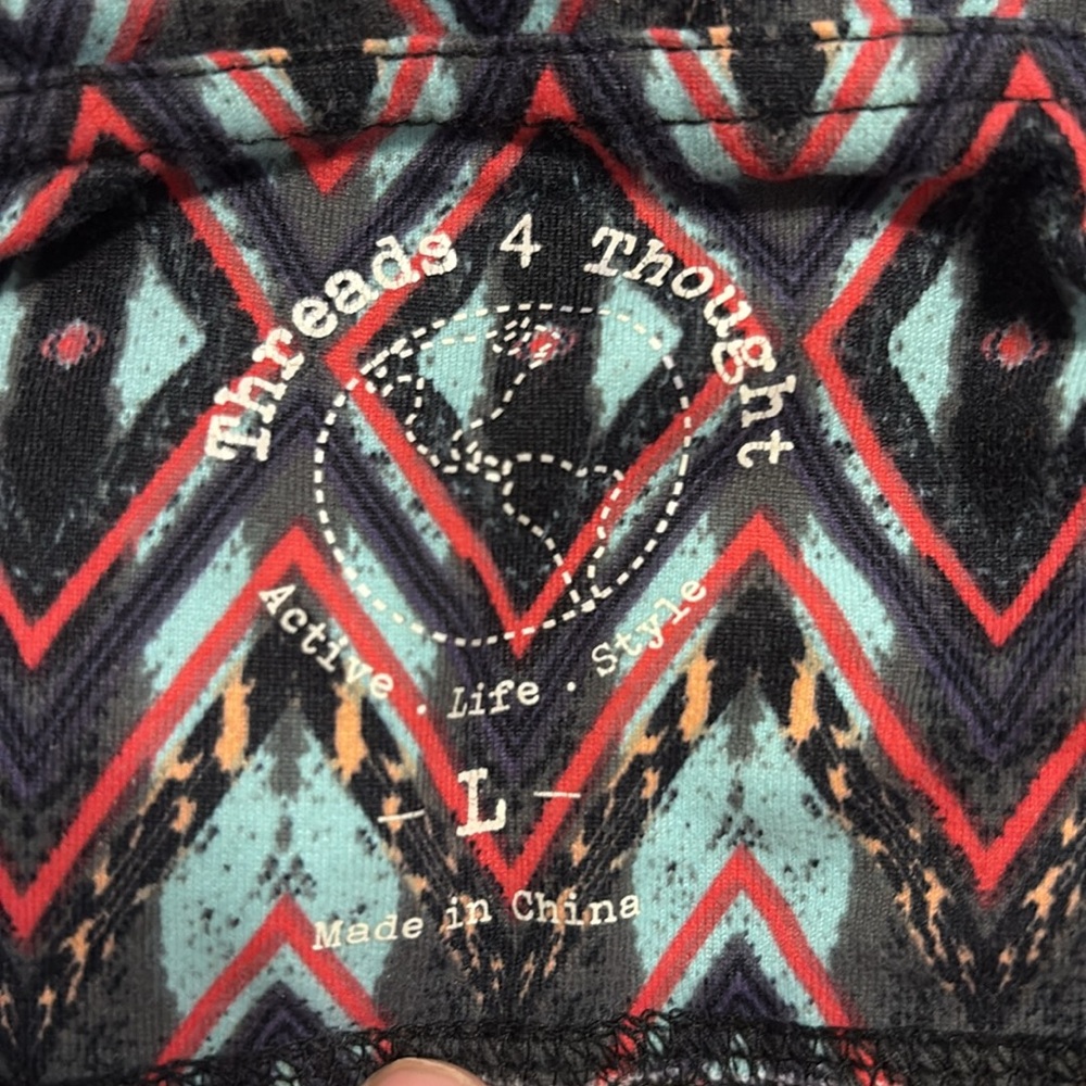 Threads 4 Thought Black and Red Geometric Leggings